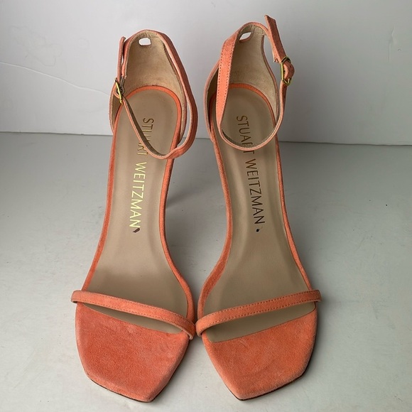 Stuart Weitzman Nudist Coral Stiletto Heels - Picture 2 of 8